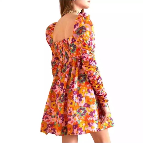 Zimmermann Violet Orange Yellow Ruched Ruffled Sundress Size XS Petite (0P) - Picture 5 of 11